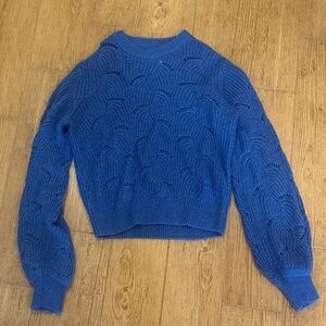 ROLLA'S Royal Blue Openwork Crewneck Sweater